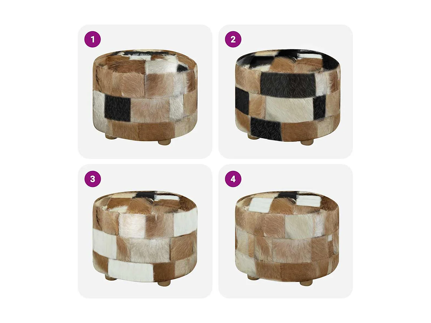 Hocker Ziegenleder Rund 50x50x45 cm