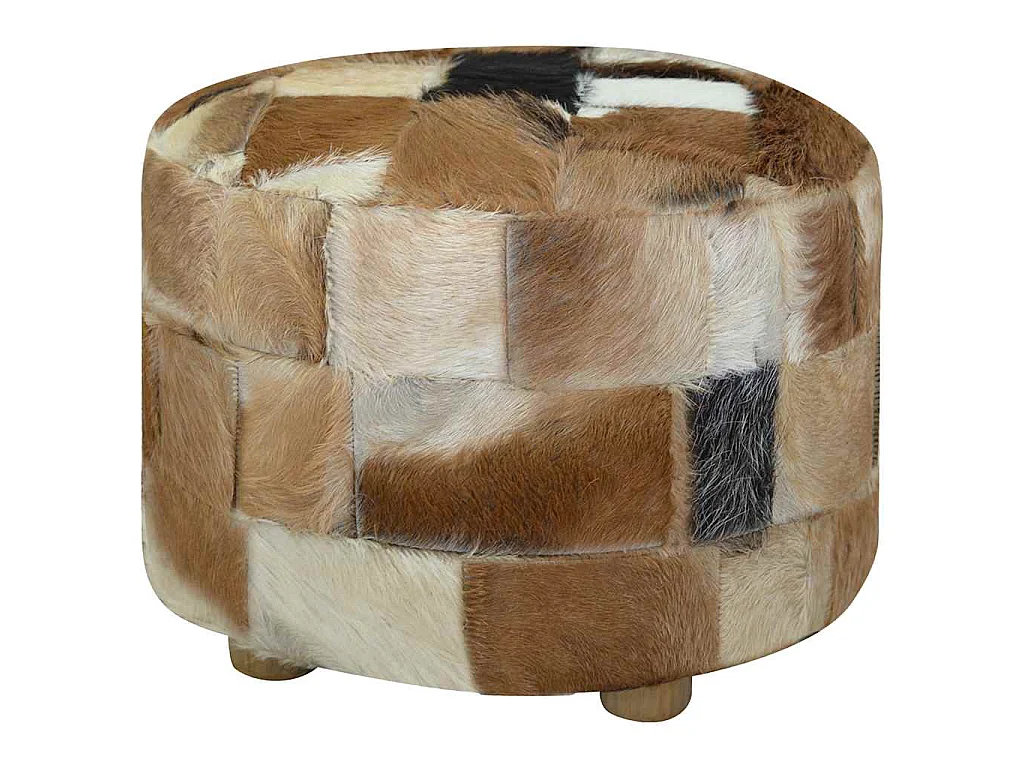 Poef rond 50x50x45 cm geitenleer