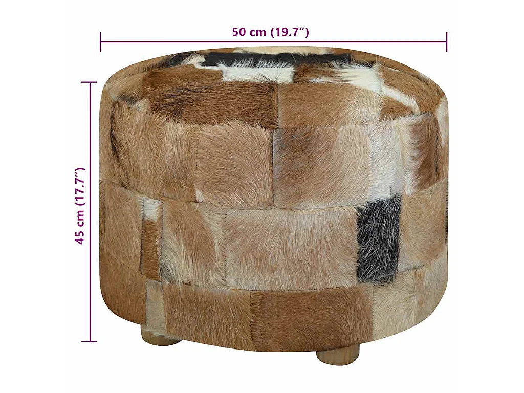 Poef rond 50x50x45 cm geitenleer