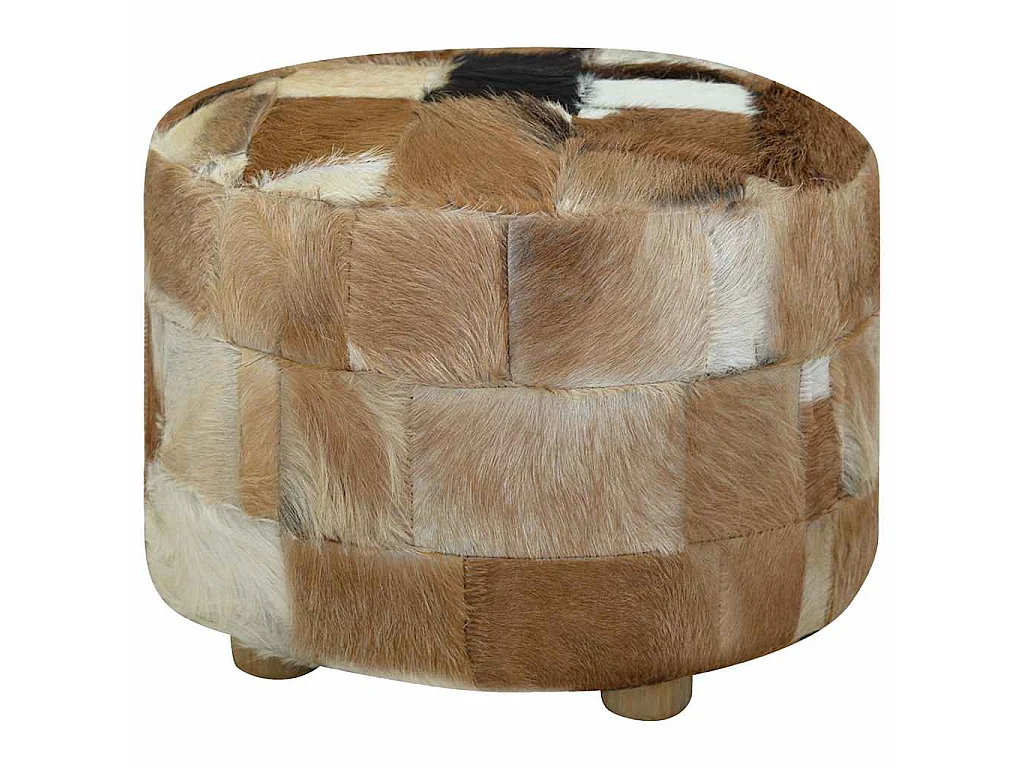 Poef rond 50x50x45 cm geitenleer