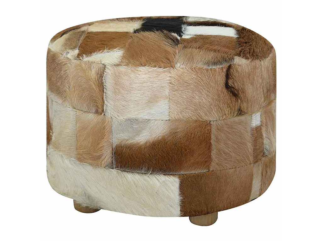 Poef rond 50x50x45 cm geitenleer