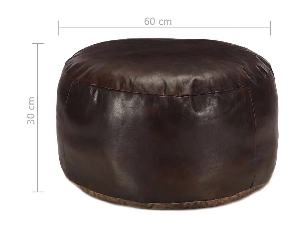 Pouf 60 x 30 cm Marron foncé Cuir véritable de chèvre