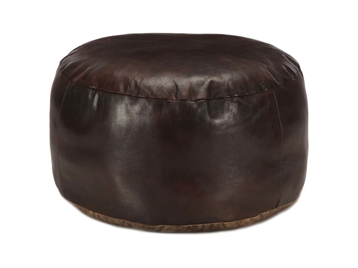 Pouf 60 x 30 cm Marron foncé Cuir véritable de chèvre