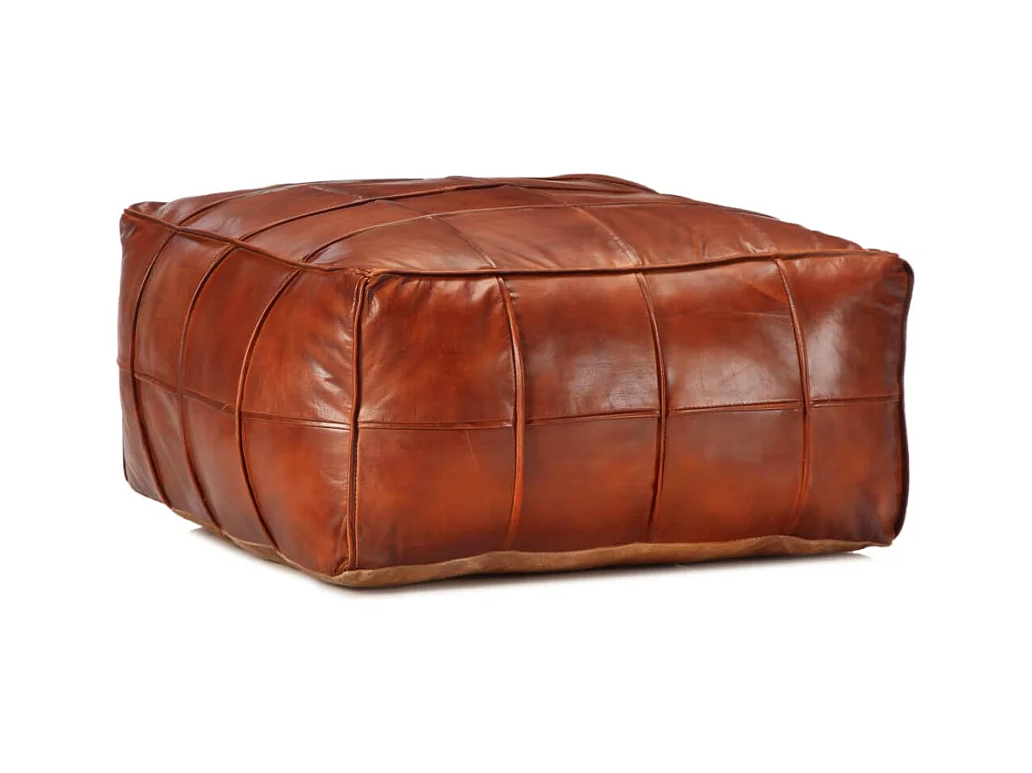 Pouf Tanno 60x60x30 cm in Vera Pelle di Capra