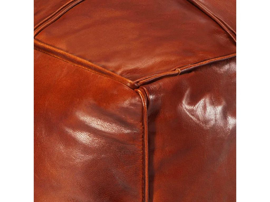 Pufe 60x60x30 cm couro de cabra genuíno bronze