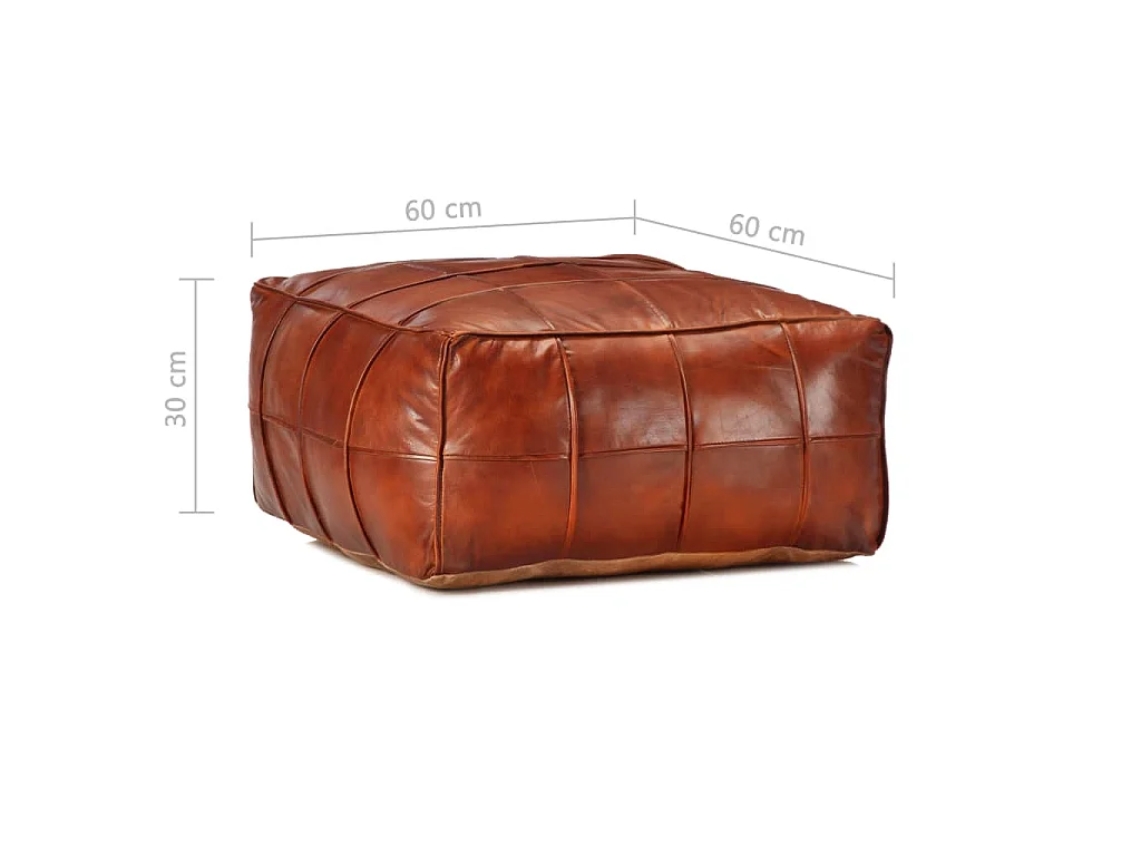 Pouf Tanno 60x60x30 cm in Vera Pelle di Capra