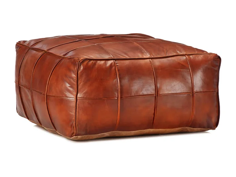 Pufe 60x60x30 cm couro de cabra genuíno bronze