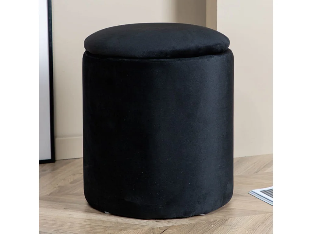 Pouf Limpen 32x32x40 cm Velours Noir