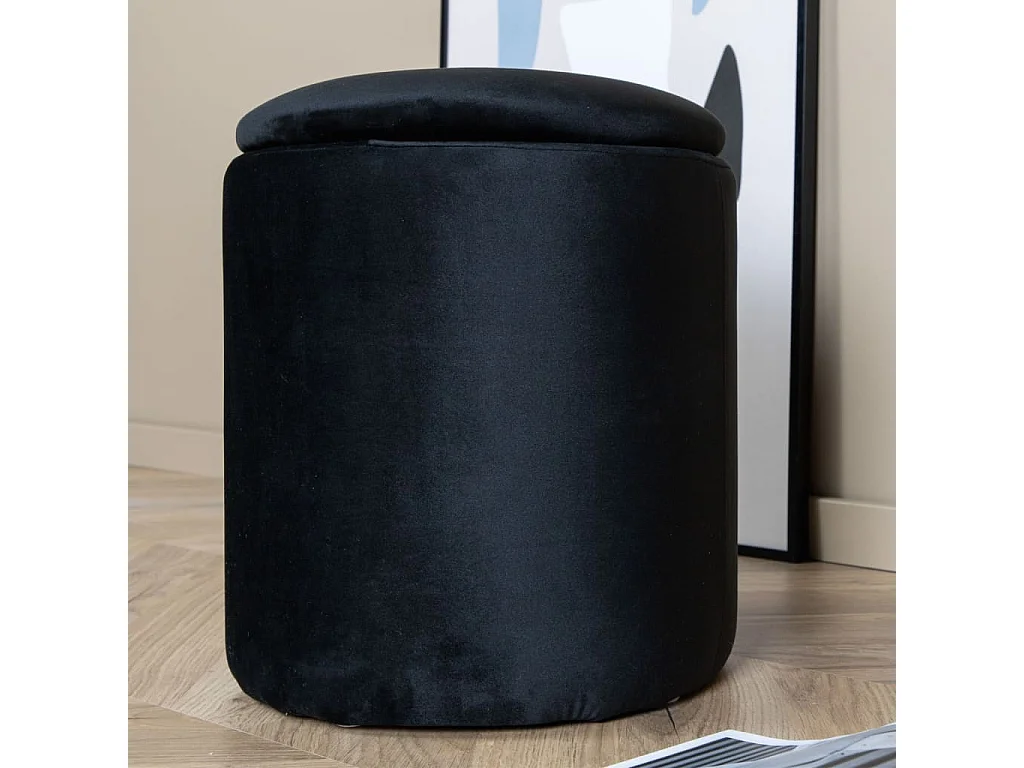 Pouf Limpen 32x32x40 cm Velours Noir