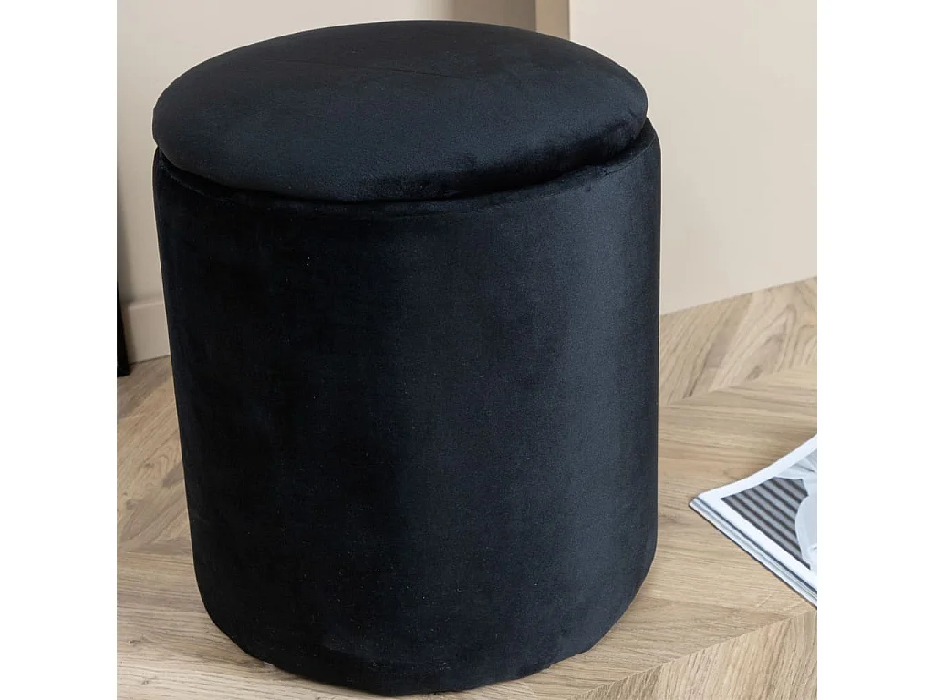 Pouf Limpen 32x32x40 cm Velours Noir