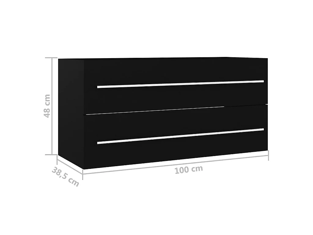 Armoire d'évier avec lavabo intégré Noir Aggloméré
