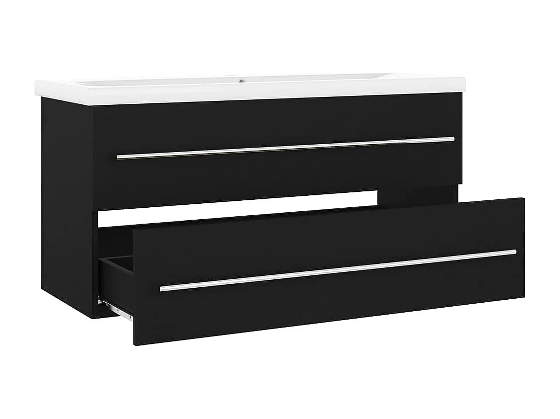 Armoire d'évier avec lavabo intégré Noir Aggloméré