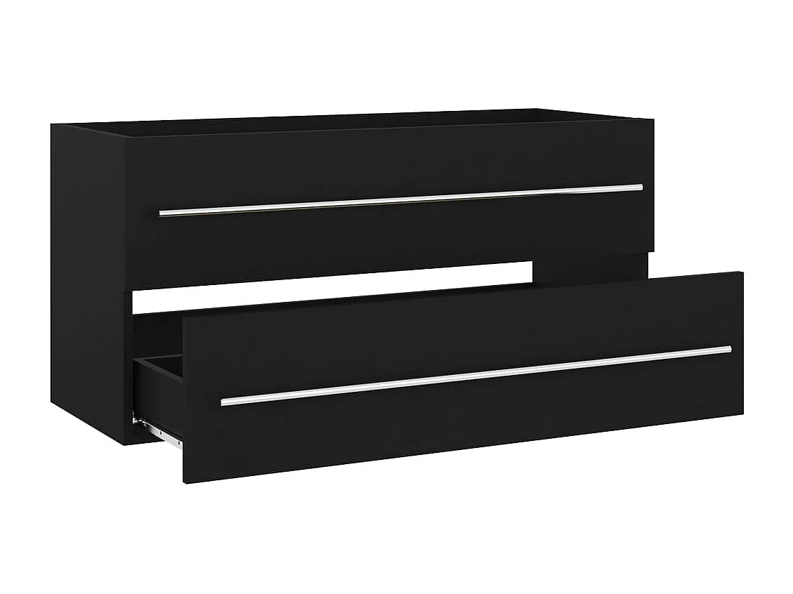 Armoire d'évier avec lavabo intégré Noir Aggloméré