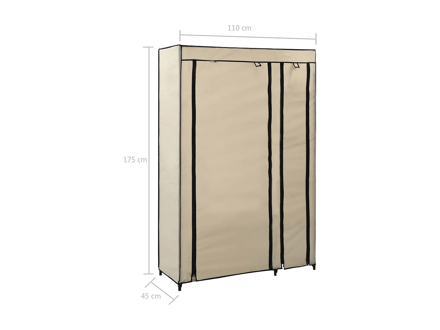 Garde-robe pliable Crème 110x45x175 cm Tissu