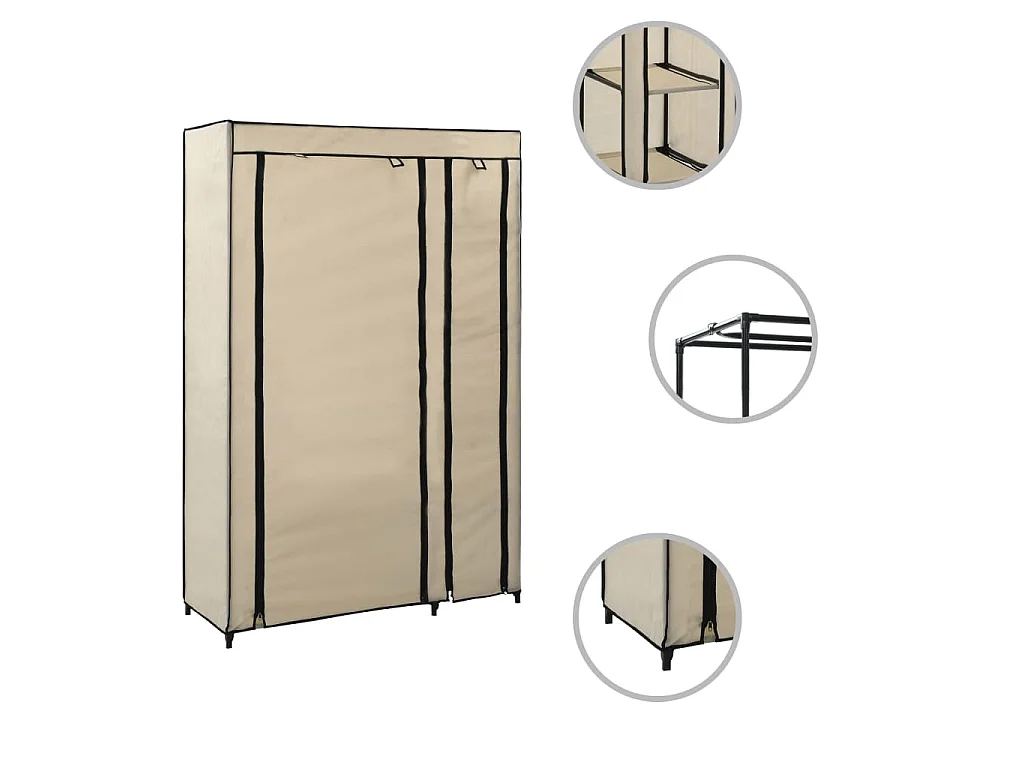 Garde-robe pliable Crème 110x45x175 cm Tissu