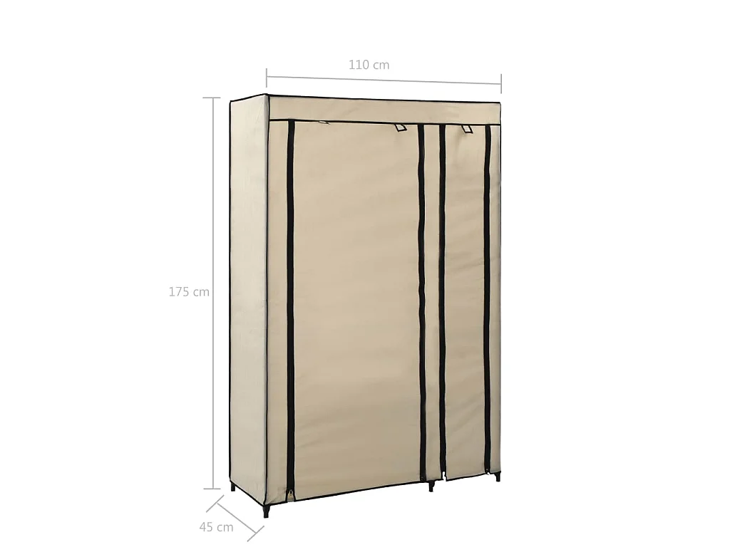 Garde-robe pliable Crème 110x45x175 cm Tissu