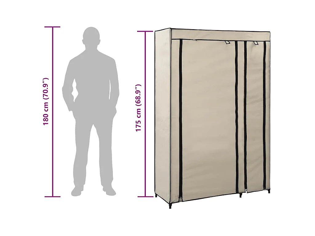 Faltschrank Creme 110x45x175 cm Stoff