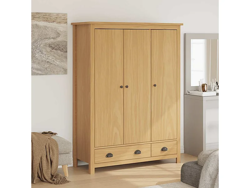 Garde-robe à 3 portes Hill 127x50x170 cm Pin solide