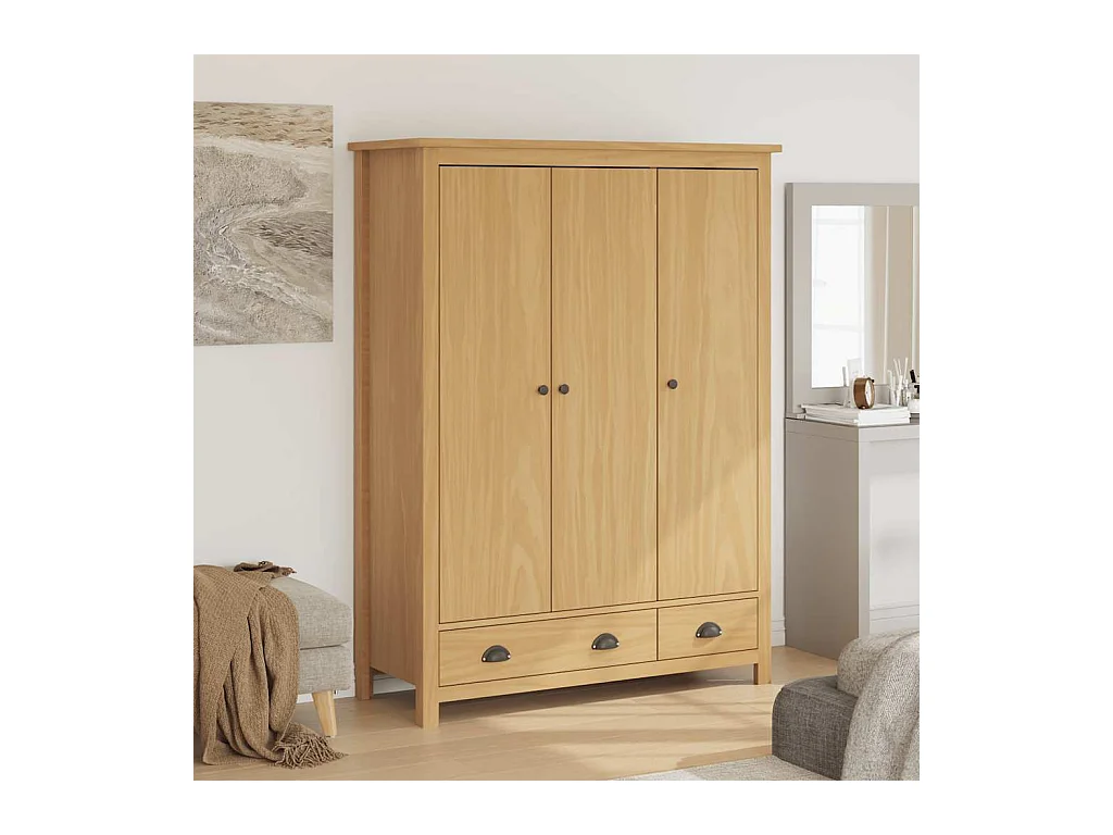 Garde-robe à 3 portes Hill 127x50x170 cm Pin solide