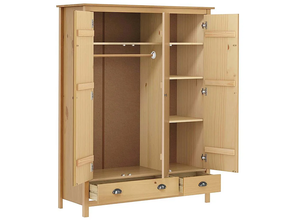 Garde-robe à 3 portes Hill 127x50x170 cm Pin solide