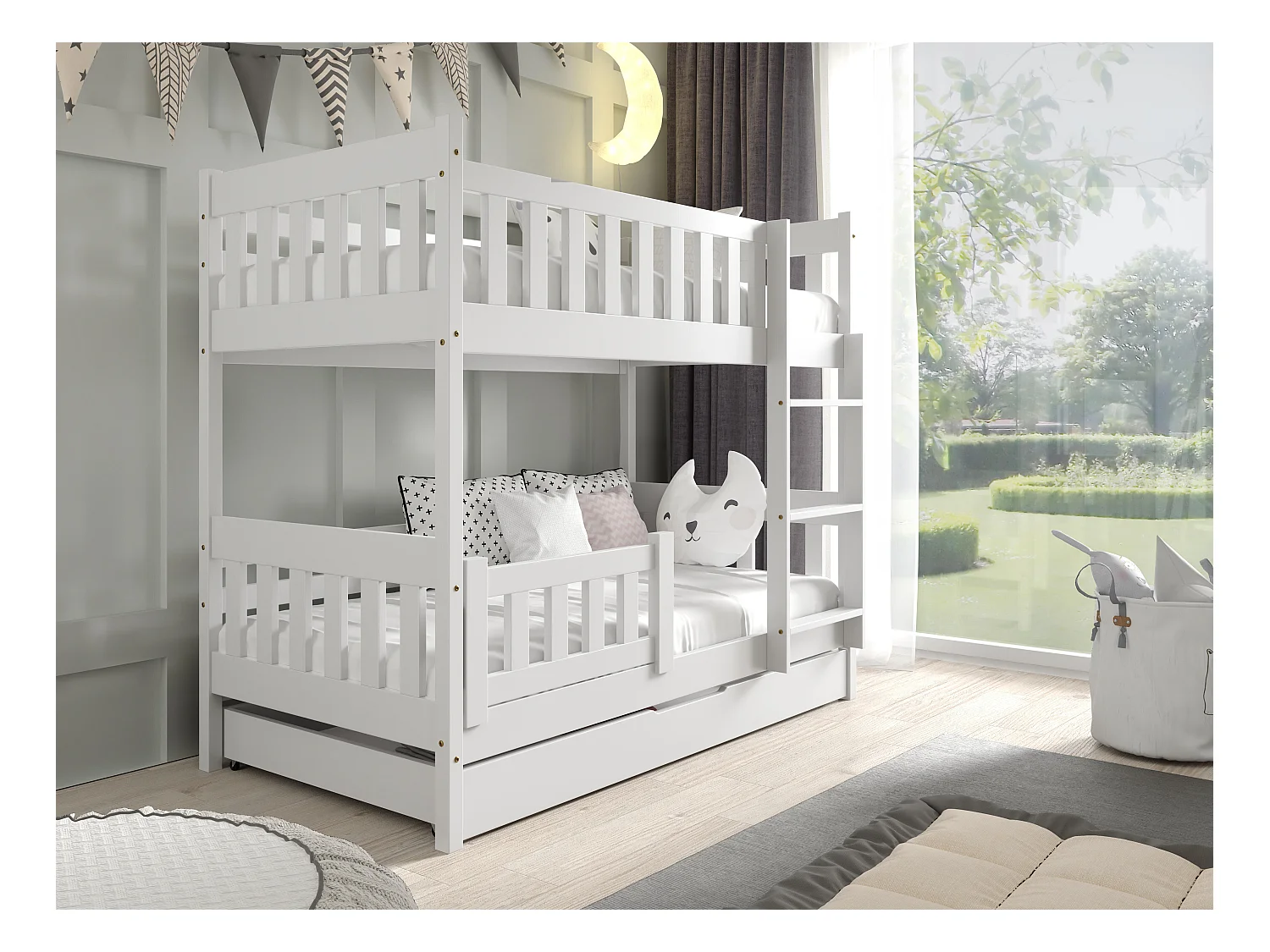 Lit superposé LILA 86x168x141 (80x160 Cm) Blanc