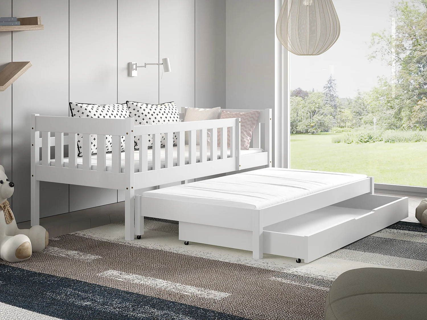 Kinder-Einzelbett NELA 86x168x75 (80x160 Cm) Weiß