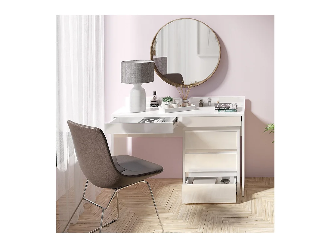 Bureau, Design kaptafel met twee laden uit de SHERRY collectie, kleur wit, hoogglans afwerkingen.