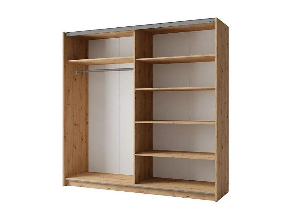 Armario de 2 puertas correderas con espejo - color roble - 200x207x62 cm - colección ARSALA