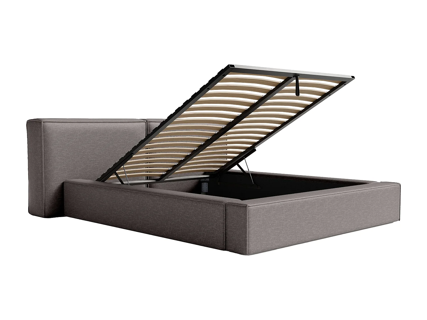 Lit coffre 200 x 200 cm - Tissu - Gris anthracite + Matelas - TIMANO de Pascal Morabito