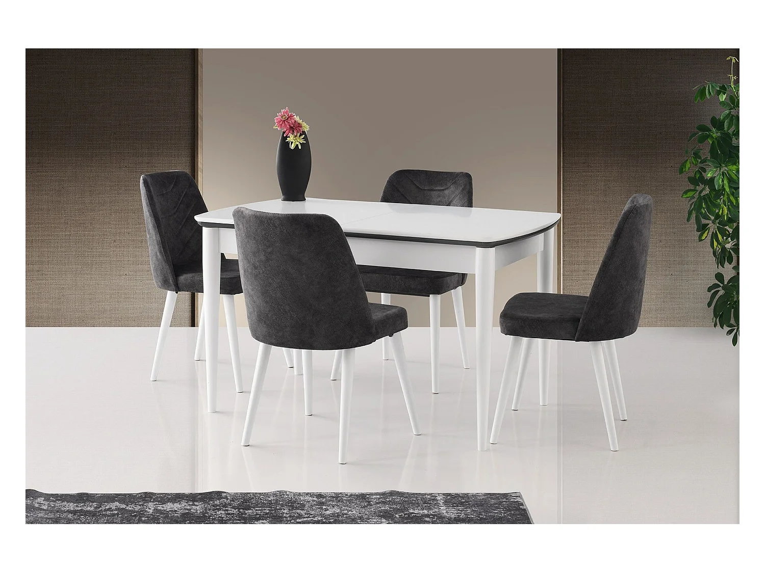 Kleine rechthoekige uitschuifbare tafel 130 tot 160 cm Kleo-Kleur Wit