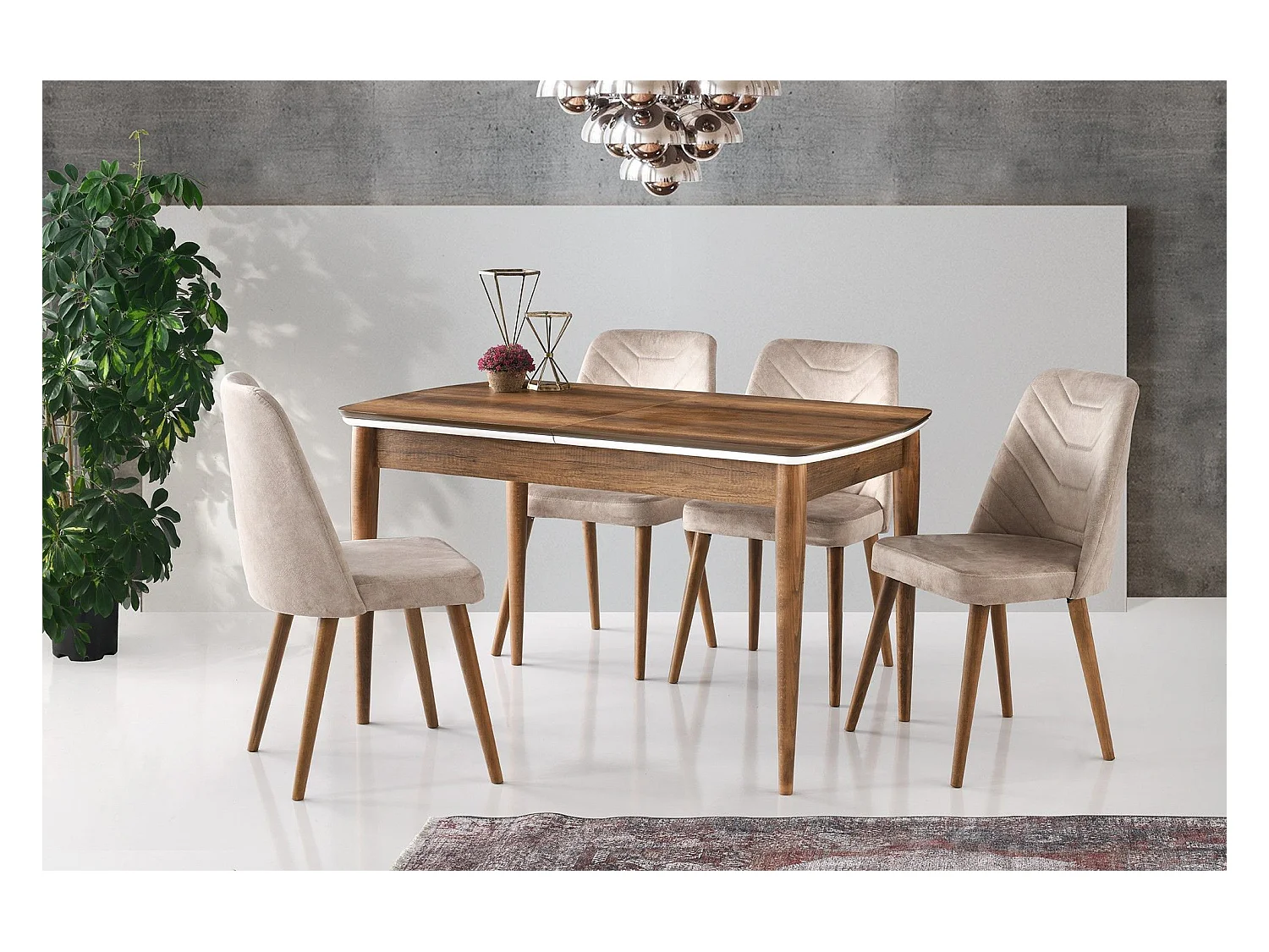 Kleine rechthoekige uitschuifbare tafel 130 tot 160 cm Kleo-Kleur Bruin