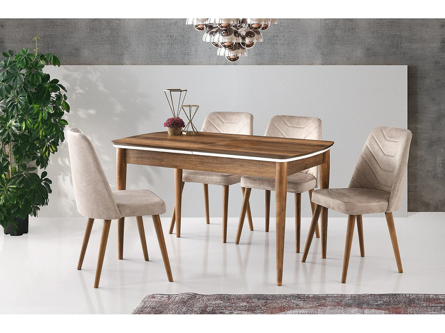 Kleine rechthoekige uitschuifbare tafel 130 tot 160 cm Kleo-Kleur Bruin