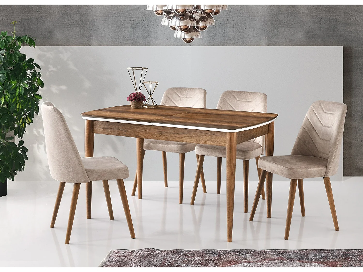 Kleine rechthoekige uitschuifbare tafel 130 tot 160 cm Kleo-Kleur Bruin