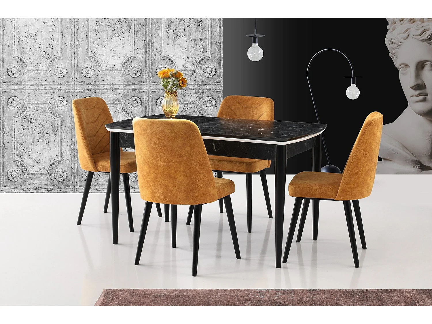 Kleine rechthoekige uitschuifbare tafel 130 tot 160 cm Kleo-Kleur Zwart