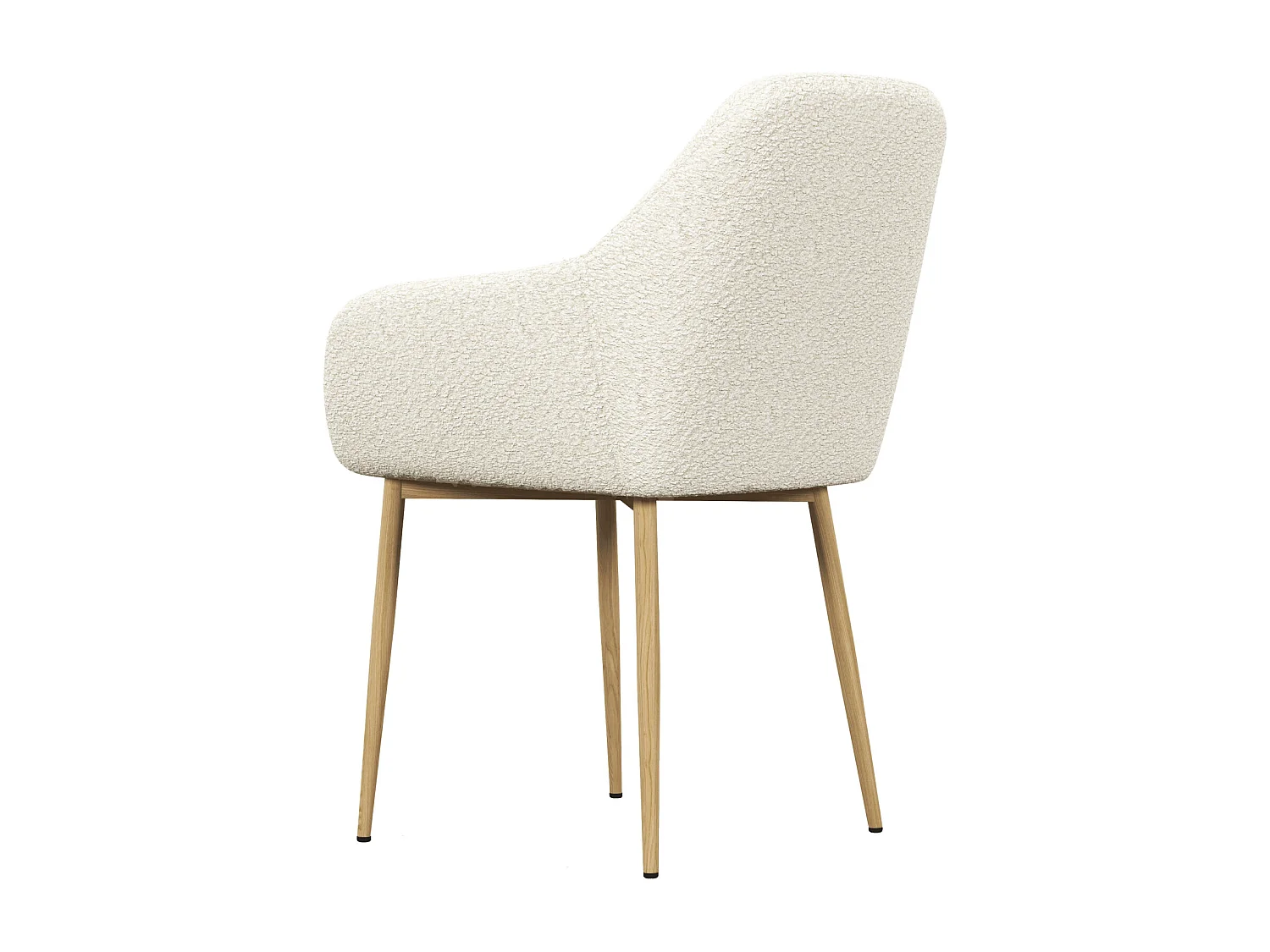 GABIN-Chaise en tissu bouclette Ecru et pieds métal bois (x2)