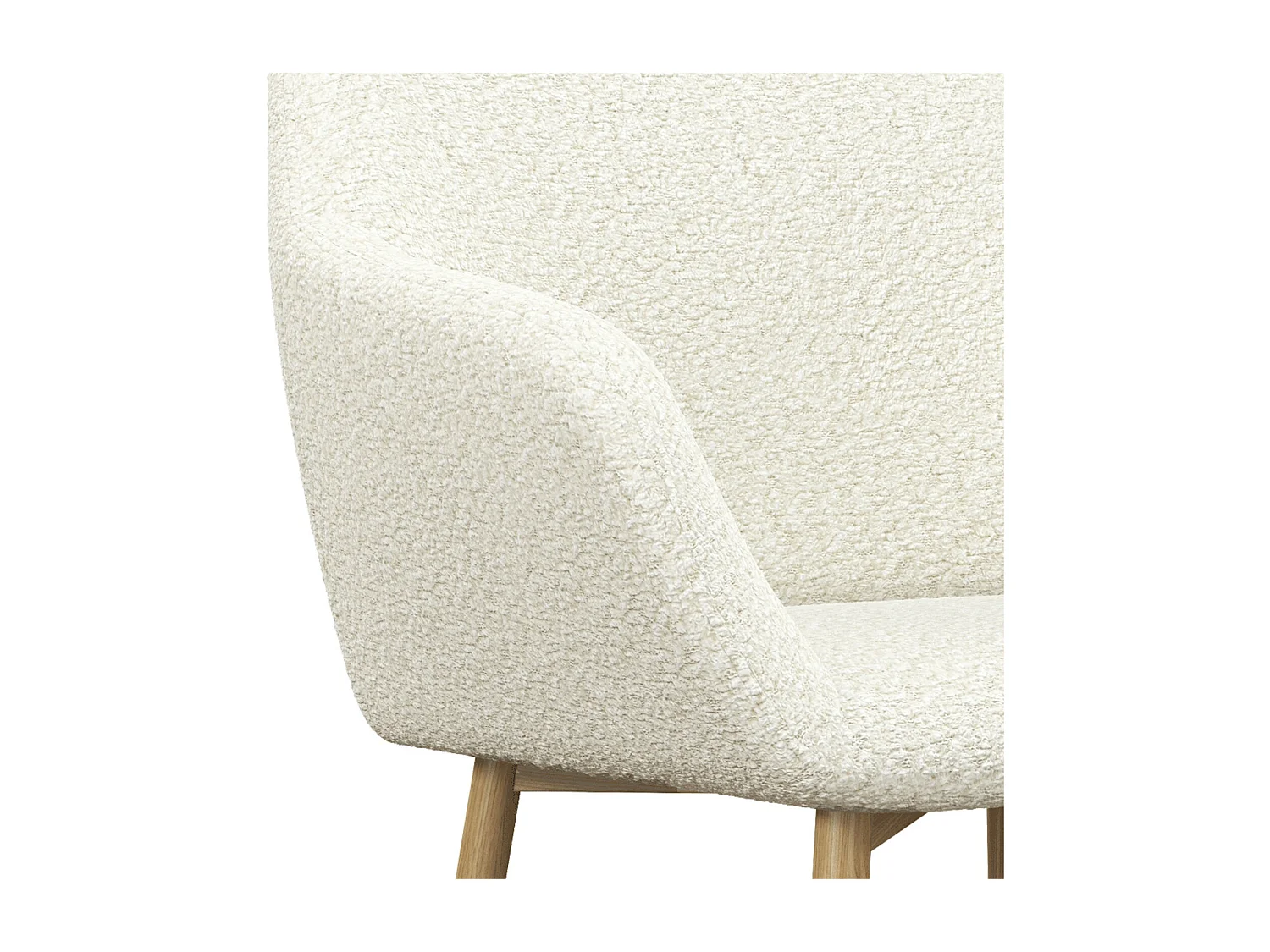 GABIN-Chaise en tissu bouclette Ecru et pieds métal bois (x2)