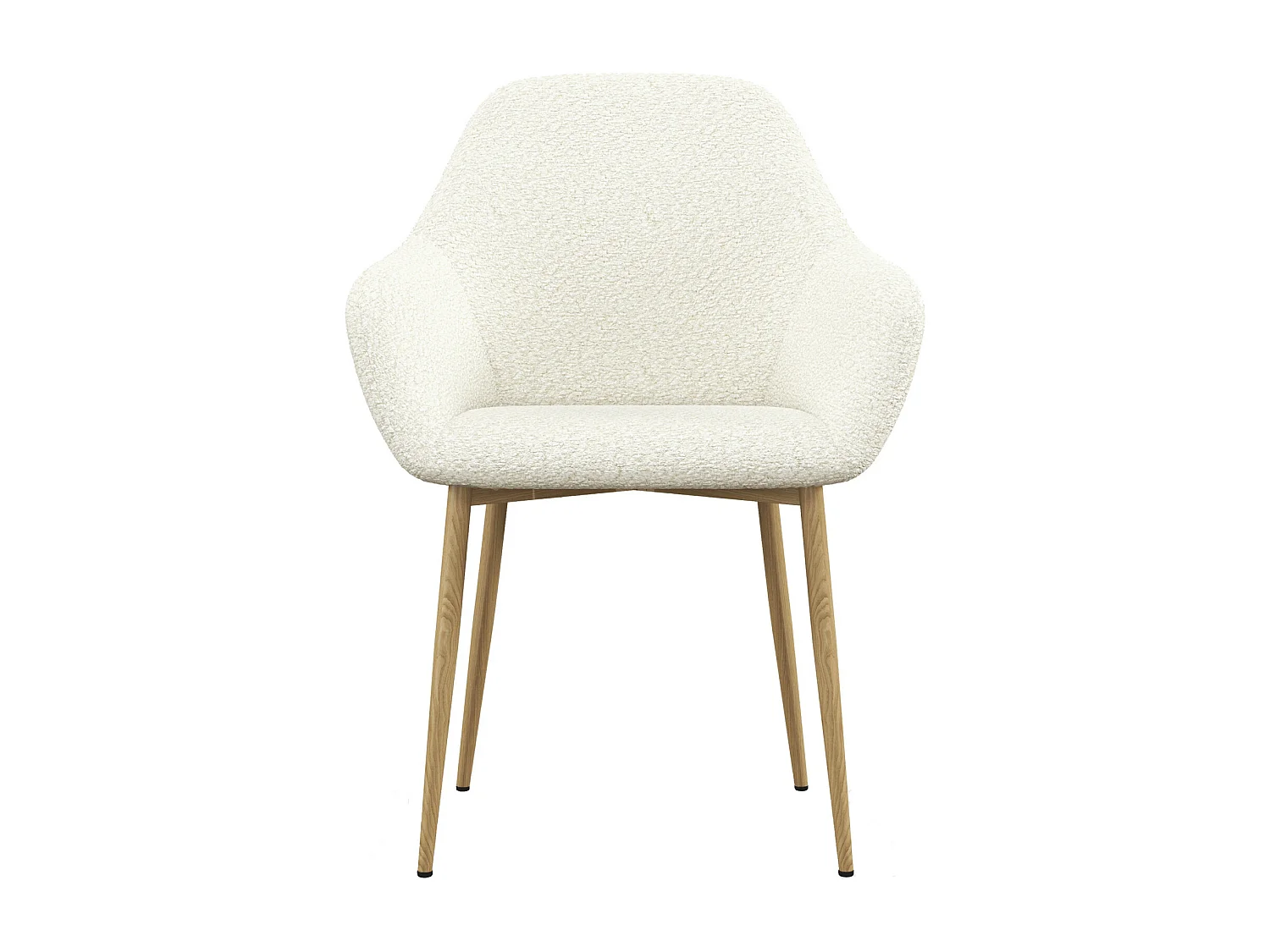 GABIN-Chaise en tissu bouclette Ecru et pieds métal bois (x2)