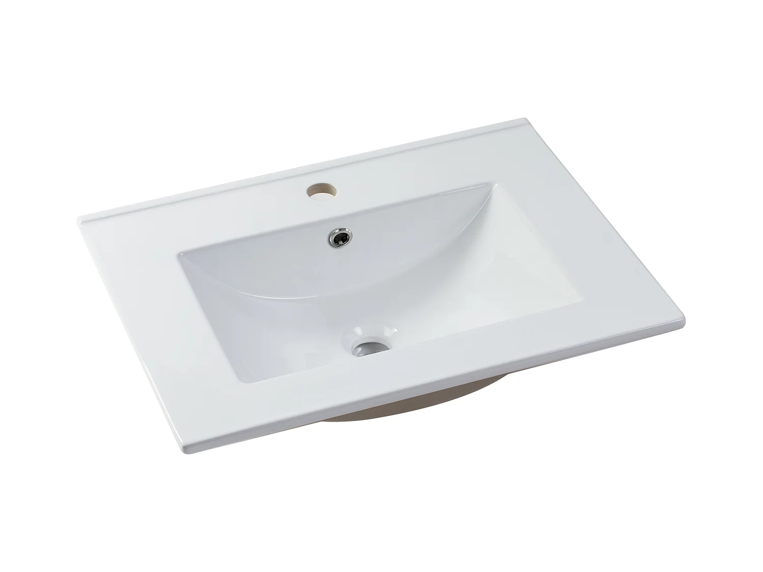 Geribbeld badkamermeubel met inbouwwastafel en kolomkast - Licht naturel en zwart - 60 cm - MADELA