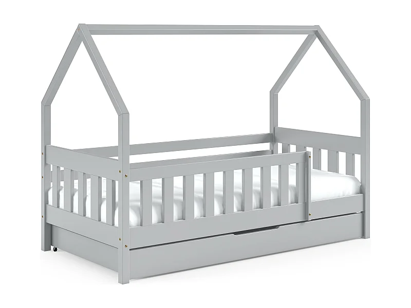 Lit cabane LENA 86x168x125 (80x160 Cm) Gris