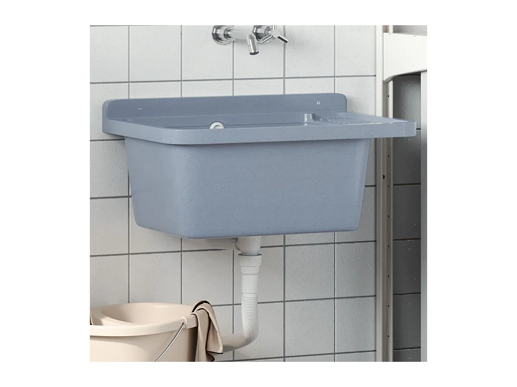 Lavabo pour montage murale gris 60x40x28 cm résine FR557057