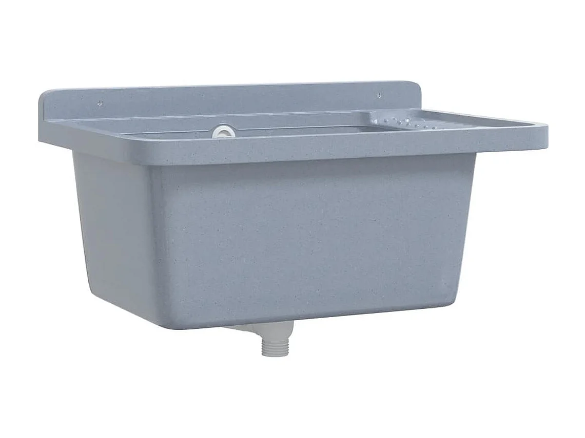 Fregadero lavabo de pared resina gris 60x40x28 cm ES446914