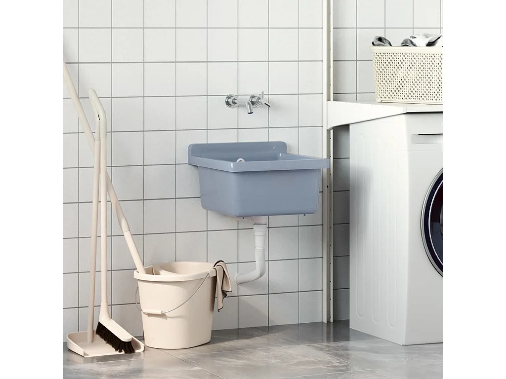 Lavabo pour montage murale gris 40x40x24 cm résine FR472372