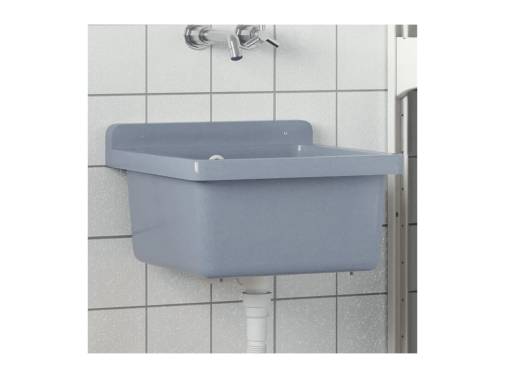 Lavabo pour montage murale gris 40x40x24 cm résine FR472372