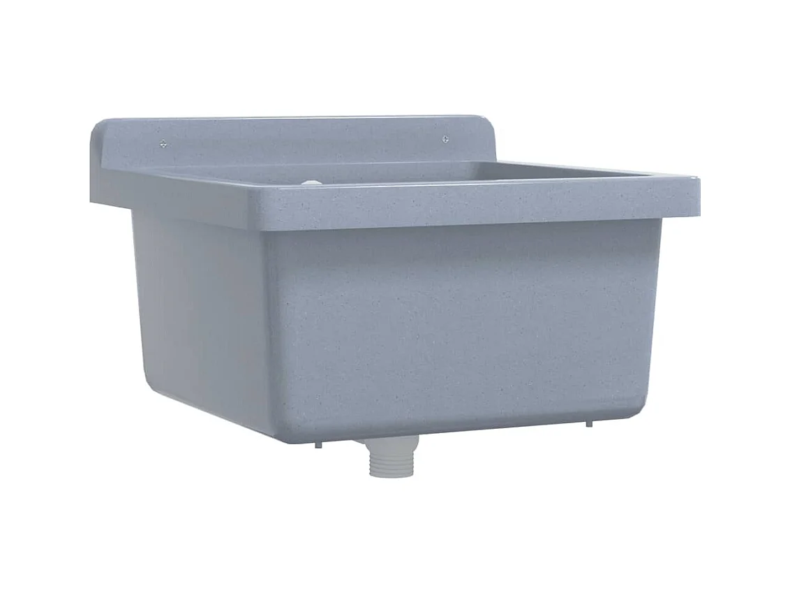 Fregadero lavabo de pared resina gris 40x40x24 cm ES606818