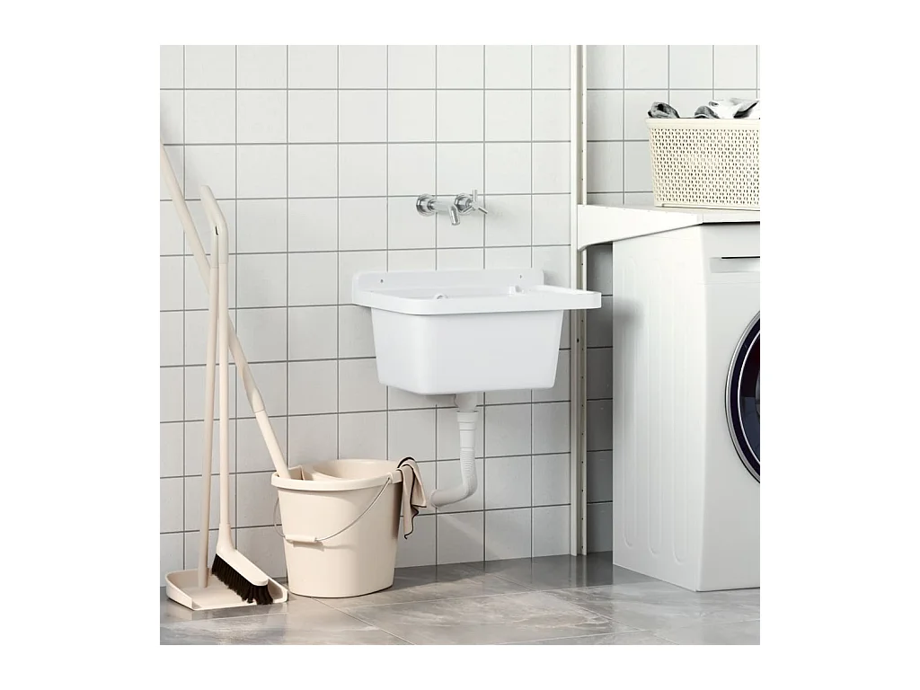 Lavabo pour montage murale blanc 50x35x24 cm résine FR221291