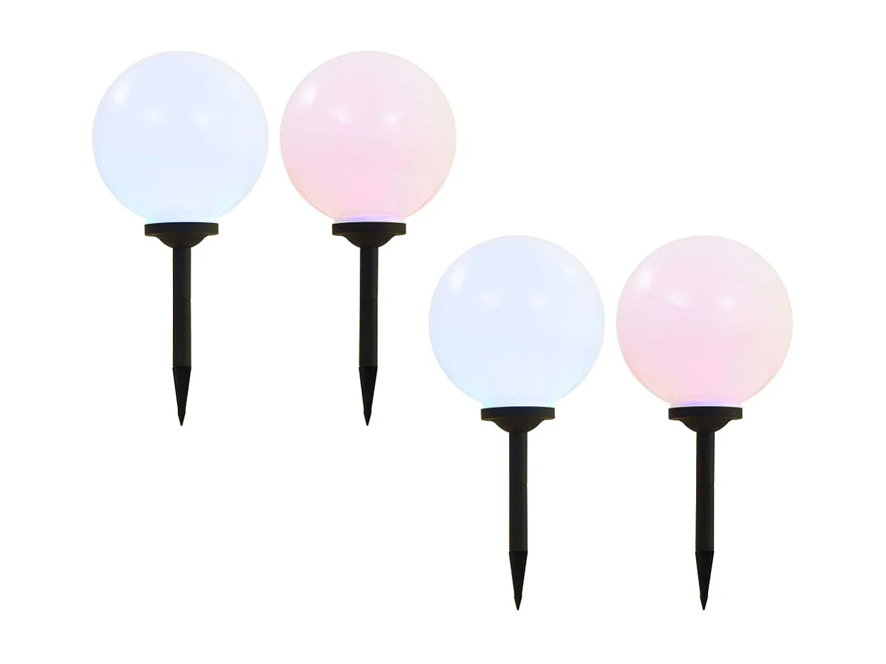 Candeeiro solar de exterior LED 4 pcs esférico 30 cm RGB PT215991