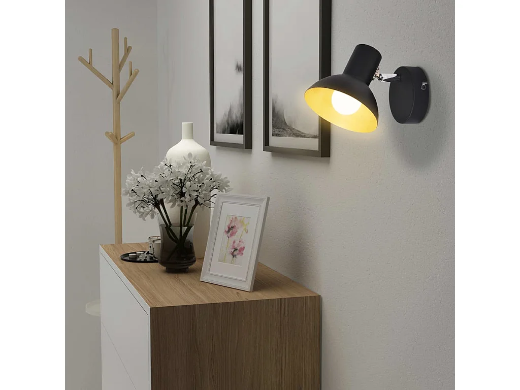 Lampe murale 2 pcs pour 2 ampoules E27 Noir et doré FR692126