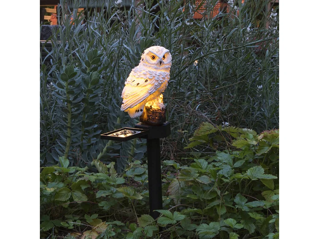 Lampe de jardin à LED solaire en forme de chouette Blanc FR567704