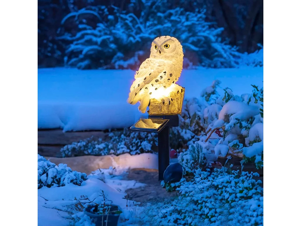 Lampe de jardin à LED solaire en forme de chouette Blanc FR567704