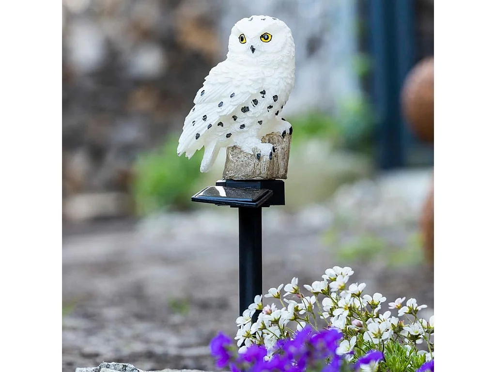 Lampe de jardin à LED solaire en forme de chouette Blanc FR567704